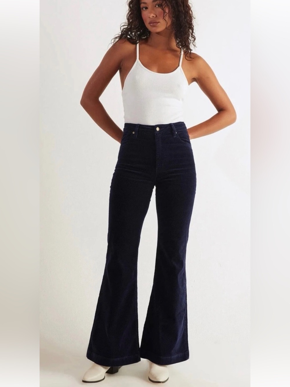 Rolla’s Eastcoast Flare Corduroy Pants Size 26 Navy Wide Leg Bell Bottom 70s